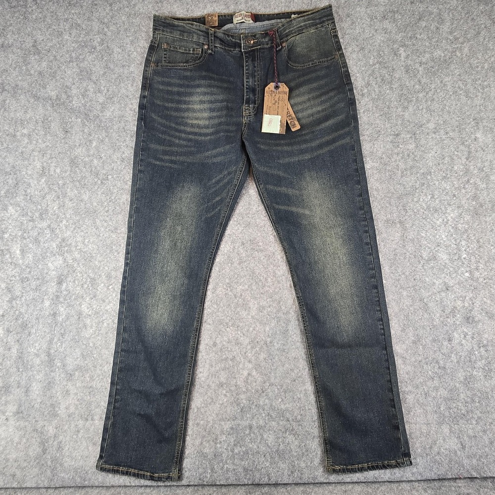 Hudson & Barrow Jeans Mens 38x32 Blue Slim Stretch Skinny Denim Medium Wash